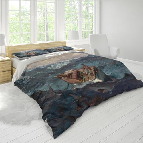 Housse de couette 260x240 impressionnisme océan avec 2 taies - 3