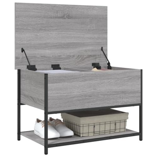 Banco con espacio de almacenamiento de diseño moderno en madera gris Sonoma 6
