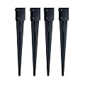 MTB Fence Post Anchor Ground Spike Metal Black Powder Coated 36 x 6 x 6 Inches Outer Diameter (Inner Diameter 5.5 x5.5 Inches), Pack of 4