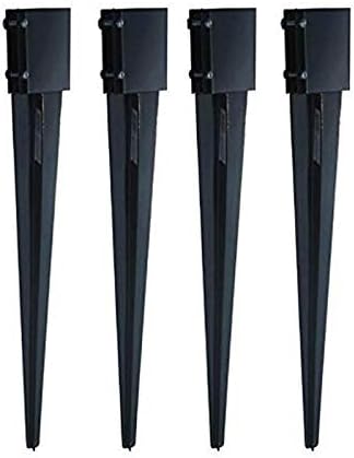 MTB Fence Post Anchor Ground Spike Metal Black Powder Coated 36 x 4 x 4 Inches Outer Diameter (Inner Diameter 3.5 x3.5 Inches), Pack of 4