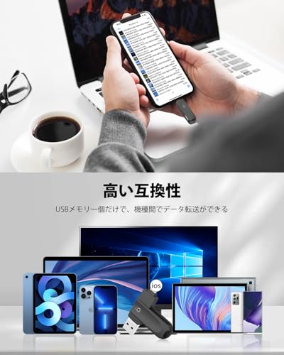 【アプリ不要】Phone対応 メモリ 4in1 iPad対応 メモリー 高速 データ バックアップ スマホ 容量不足解消 iOS/USB/Type-C/Micro USB搭載 Phone/PC/Android/Mac/iPad