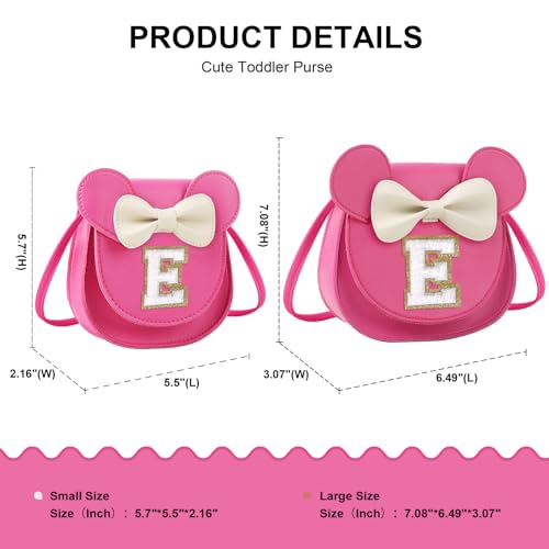 Birthday Gifts for 2 3 4 5 6 7 8 9 10 Year Old Girls, Toddler Kids Purse Little Girl Mouse Ear Bow Personalized Initial Purse2