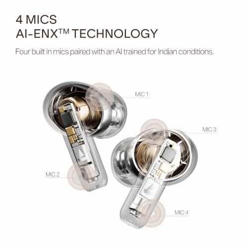Image of boAt Airdopes 141, Up to 50 Hours Playtime, Quad Mics ENx Tech, Dual EQ Modes, 13mm Drivers, Beast Mode, ASAP Charge, IWP Technology, BT v5.3, IPX4 Resistant TWS Earbuds (Matte Charcoal)