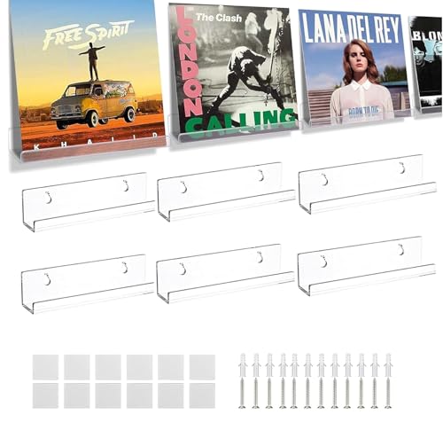 KHDULQ 6 Pezzi Scaffale da Parete in Vinile 4 Pollici,Espositore da Parete Vinile Scaffale Parete Vinile per Camera da Letto,Soggiorno Bagno Cucina Stoccaggio e Organizzazione
