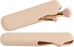 Porta Pincéis de Maquiagem - Estojo de Maquiagem em Silicone Lavável – Organizador Para Seus Pincéis de Maquiagem - Ideal para Bolsa e Viagens (Nude)