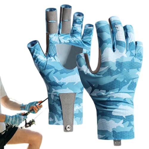 Gants de pêche respirants UPF 50+ légers homme femme pour aviron et conduite