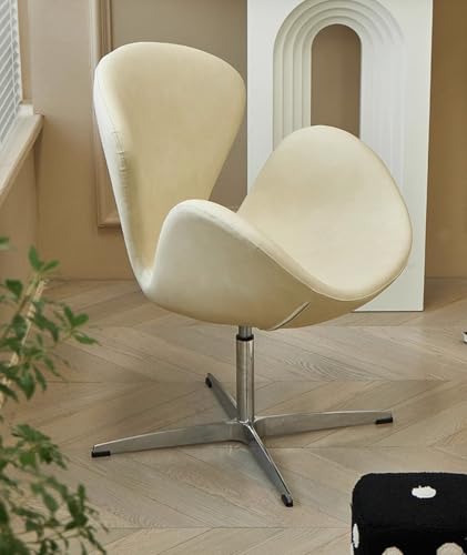 Image of Modern Swivel Lounge Chair with Hydraulic Lift for Home Office Hotel Cafe (Light Beige)