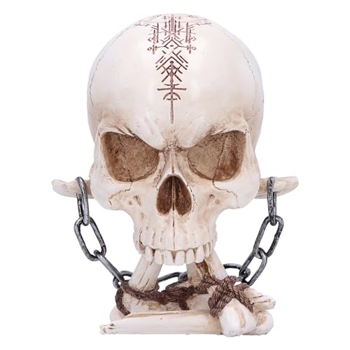 Nemesis Now Horror Skull Ornament, Resin, Natural Bone and Silver Chain, 14.5cm