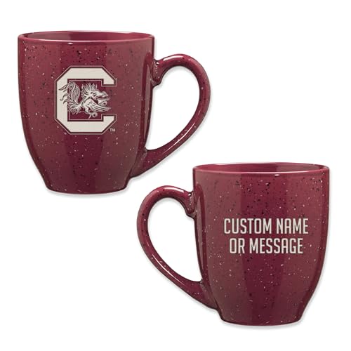 Image of Rico Industries NCAA South Carolina Gamecocks Maroon Personalized 16 oz Team Color Laser Engraved Speckled Ceramic Coffee Mug