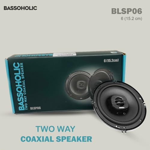 Image of Bassoholic 6.5 inch Two-Way Coaxial Car Speaker with High Bass, Water-Resistant Rubber Cone, Subwoofer-Ready, Perfect 6.5-Inch Speaker for Car with Punchy Sound