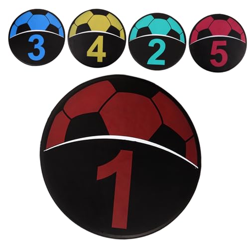 POPETPOP 5Pcs Soccer Markers Training Discs Durable TPE Numbered Spot Markers for Soccer Practice Bright Color Football Equipment for Agility Speed Training