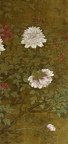 Impression prints toile peinture murale pivoines insectes dynastie Ming
