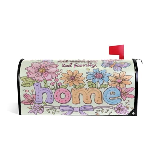 Kcldeci Cute Flowers and Butterflies Mailbox Cover Magnetic Mailbox Wraps Post Letter Box Cover for Garden Yard Home Decor Standard Size 21" x 18"