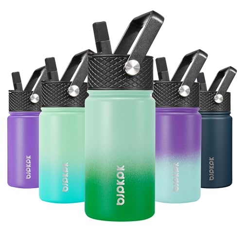 Image of BJPKPK Insulated Water Bottle, 15oz Stainless Steel with Straw Lid