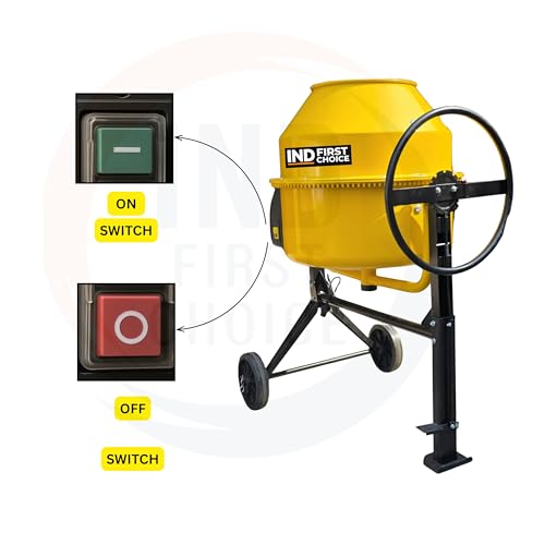 Image of IND 200 L Electric Concrete Mixer Machine | 900W Single Phase Motor | 60-70 kg Mixing Capacity | Heavy Duty Portable Cement Mixer | DRUM