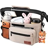 Guiseapue Universal Stroller Organizer with Cup Holder: Baby Essentials, Stroller Caddy with Shoulder Strap, Detachable Phone Bag, Stroller Accessories, Chirstmas New Moms Baby Gifts