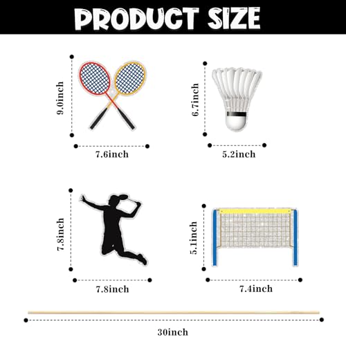 Image of Set of 16,Badminton Theme Centerpiece Sticks,Boy Kid Birthday Table Toppers,Badminton Lovers Party Decorations, Sports Party Happy Birthday Cake Picks for Sportsman.