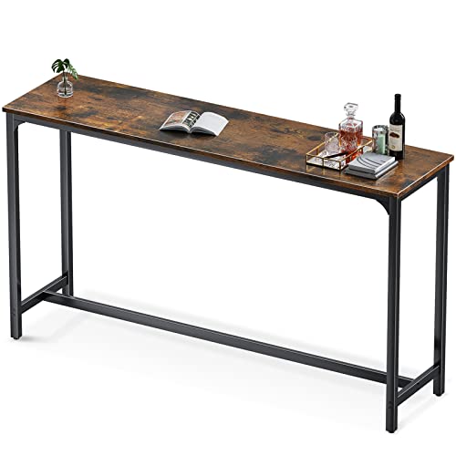 Odk 63" Bar Table, Bar Height Pub Table, Counter Height Bar Table, Rectangular High Top Kitchen & Dining Tables With Sturdy Legs & Easy-To-Clean Top & 10 Min Quick Assembly, Indoor Use, Rustic Brown #TOP7