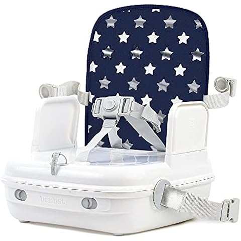New Baby Booster Seat for Dining Table by Benbat. Portable, Washable Infant Feeding High Chair. Easy Folding & Adjustable Safety Harness (Dark Blue) Cover