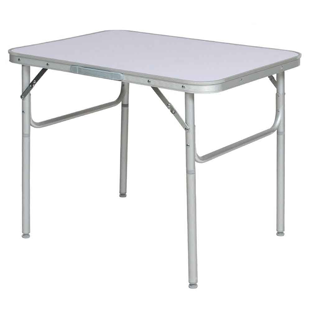 BAKAJI Tavolo Camper Campeggio Picnic Struttura Alluminio Piano in Formica Piedini regolabili in 2 Altezze 25/50cm Pieghevole a valigetta per spiaggia o giardino (60 x 45 x 50 cm)