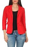 Malito Damen Blazer in Unifarben | Kurzjacke mit Knopf | Jersey Sakko im Basic Look | Jacke 1654 (rot, M)