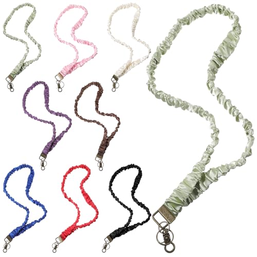 SHENLIU 8 Pcs Scrunchies Lanyards for ID Badges Keys, Multicolor Retractable Neck Keychain Scrunchie