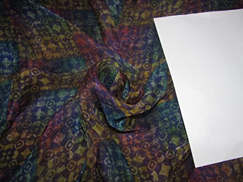 Organza imprimé leheriya multicolore de 111,8 cm de large au mètre pour couture