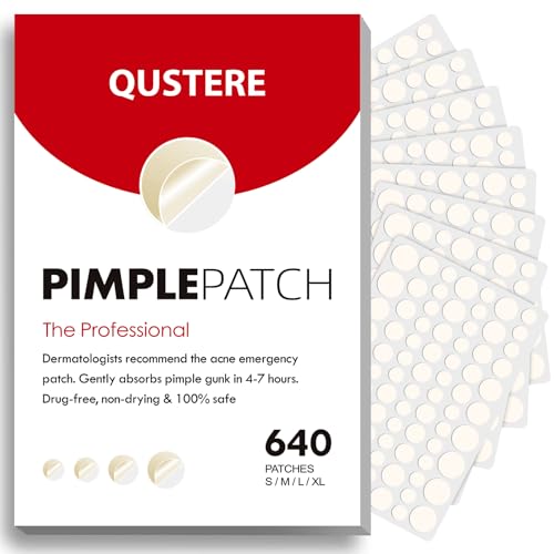 QUSTERE Pimple Patches for Face – 640 Count, 4 Sizes with Tea Tree & Salicylic Acid