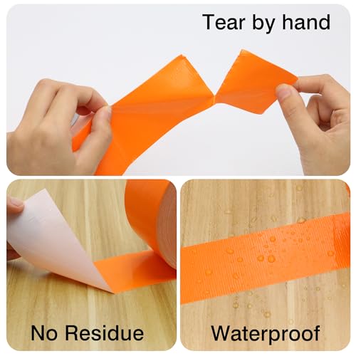 Image of Duct Tape 1 Inch X 44 Yards, 8.5 mil Thickness, Heavy Duty Orange Duct Tape, No Residue, Waterproof, Tear by Hand for Repairs, Industrial, Professional Use (Pack of 3)
