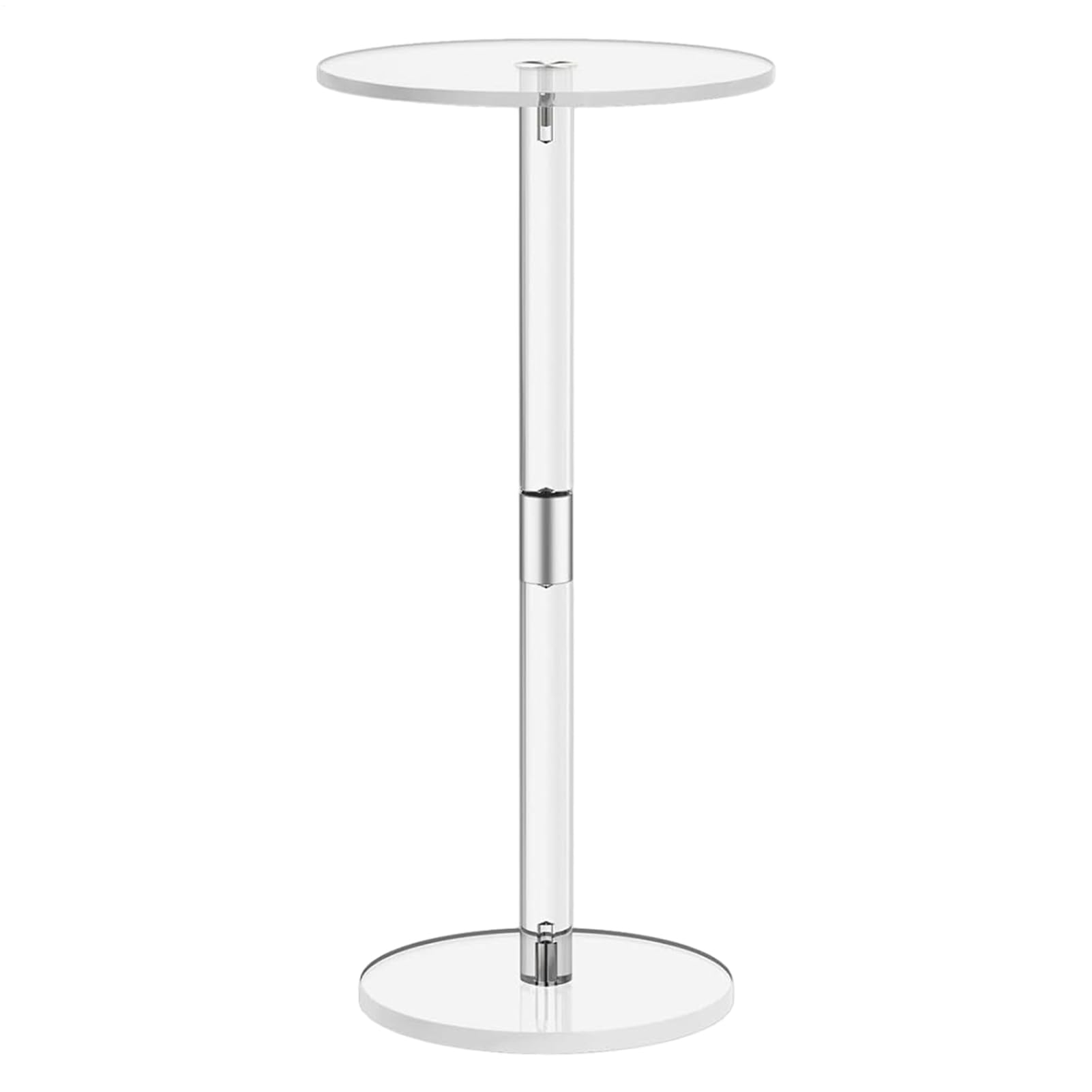 Mesa alta para bebidas de acrílico - redonda transparente para bebidas, aperitivos, teléfonos y café | Características De Diseño Moderno Y Elegante, Superficie Versátil, Uso En La Sala De La
