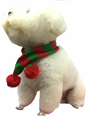 Stripe Pet Xmas Holiday Accessories Knit Christmas Stripe Scarf For Pet, Red Green Stripe Medium/Large #TOP4