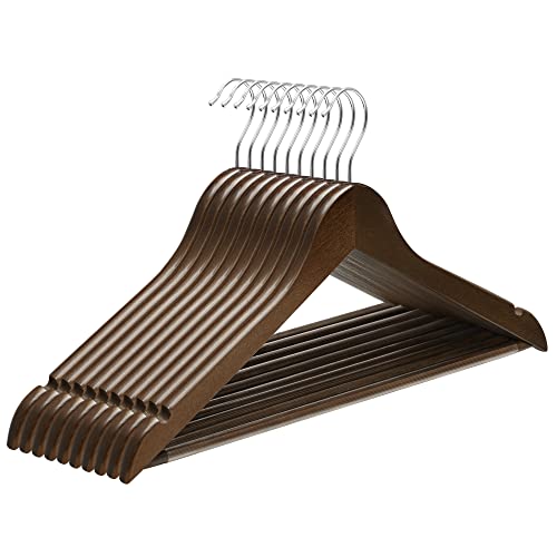SONGMICS Kleiderbügel Holz, 10er Set, Bügel aus Massivholz, Einkerbungen...