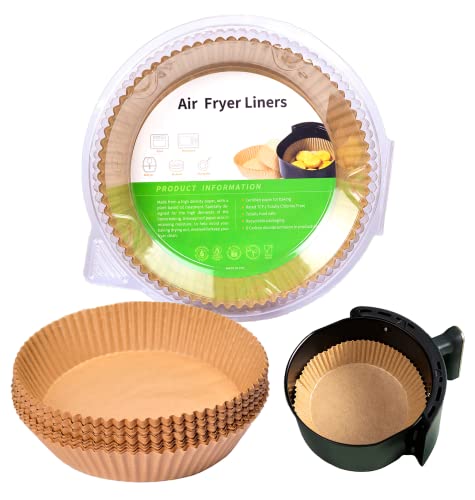Air Fryer Disposable Paper Liner, LEKA NEIL Air Fryer Parchment Paper 6.3 inch Round, Non-stick Air Fryer Disposable Liners Paper, Oil-proof Air fryer liner for Microwave, Oven, Air Fryer 50 pcs