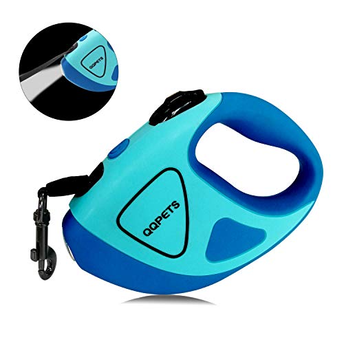 QQPETS Retractable Dog Leash with LED Flashlight for Small Medium Big Breed Dogs