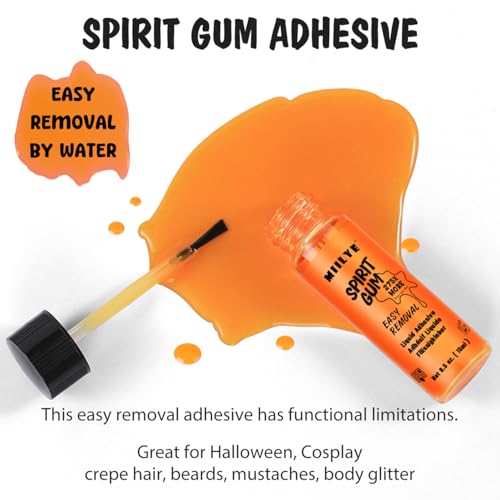 MIILYE Spirit Gum Adhesive 15ml, Removable with Water – Cosmetic Glue for Face, Skin, Body, Stage Special Effect Light Prosthetics Makeup & Cosplay Wig - Thumbnail 2