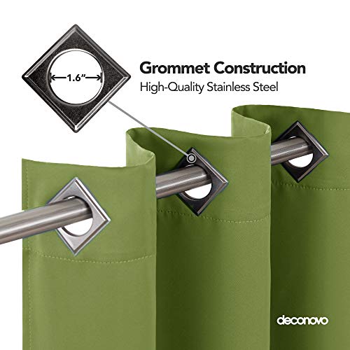 Image of Deconovo Thermal Blackout Grommet Room Darkening Curtains for Study, 52x63 Inch, Grass Green