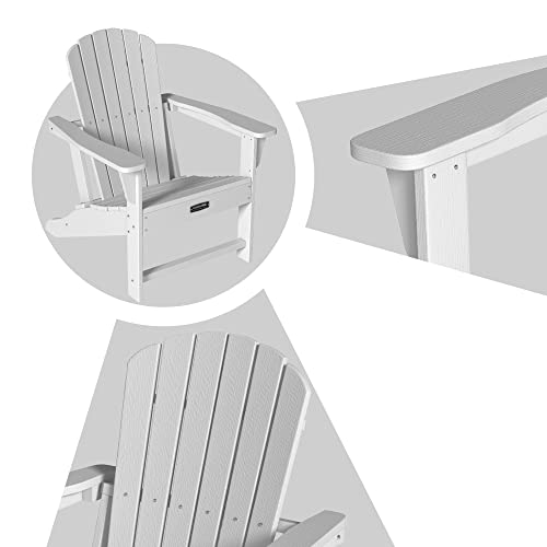 Casainc Adirondack Chair Patio Outdoor Garden Wood-Like Weather Resistant Lawn Porch Relaxing Chair, Widened Armrests 4.7 Inches, Load Capacity Of 380 Lbs White #TOP6