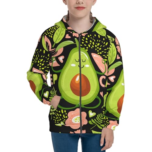 Avocado Keep Calm Kid Hoodies Boys Zip Up Sweatshirts Girls Pullover with Pocket3
