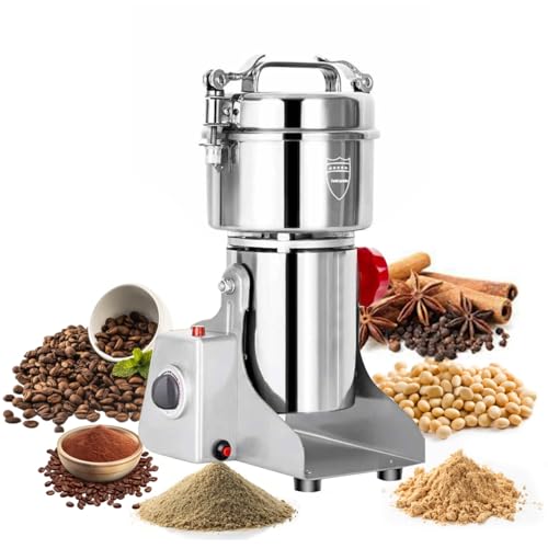 Ccarzzi Electric Grain Grinder 3000W Stainless Steel Spice Grinder Herb Mill with Overload Protection and 6 Min Timer, 28000 RPM High Speedy Grinding, for Grain, Flour, Nuts, Cereals, Coffee, 800g