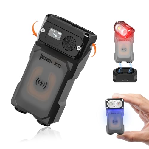WUBEN X3 Aufladbar Mini Taschenlampen mit Ladestation und Magnet, Taschenlampe mit um 180 Grad drehbarem Kopf, IP65 wasserdicht, LED...