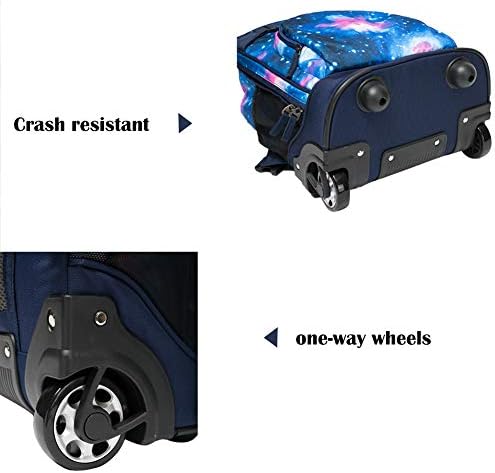 WEISHENGDA 18 inches Wheeled Rolling Backpack for Adults and School Students Books Travel Bag, Blue Sky