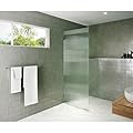 Glass Warehouse 32" x 78" Frameless Shower Door - Single Fixed Panel Fluted Frosted Polished Nickel Polished