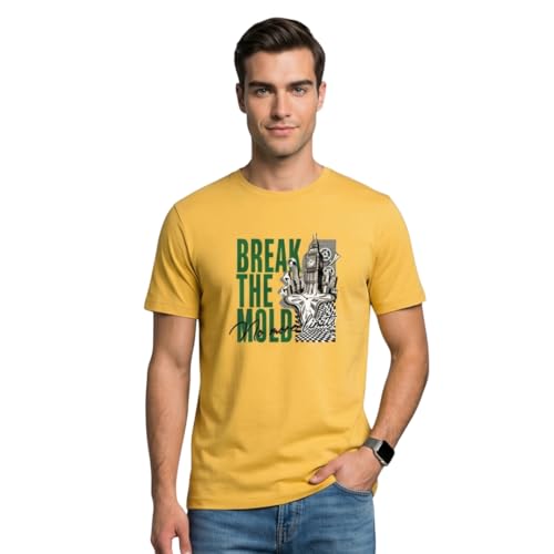 Image of Nobero 100% Cotton T Shirts for Men Stylish | Regular Fit | Graphic Printed T Shirts for Men 180 GSM Combed Cotton | Round Neck Half Sleeve
