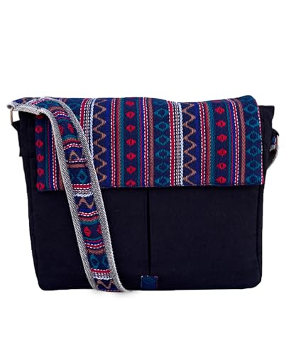 Image of The House of tara Handloom Fabric Messenger Bags for Women | Cotton Canvas Laptop Sling Bag Upto 15.6 Inches | Stylish Crossbody Sling Bag Comes with Flap Closure.