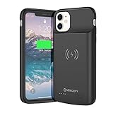 Newdery iPhone 11 Wirelss Charging Battery Case, Built-in 5000mAh Extra Battery Charger with Black Hard Back & Soft TPU Screen Protector, Only for iPhone 11 6.1 inches
