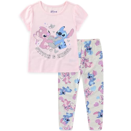 Image of Disney Lilo & Stitch Girls 2 Piece Short Sleeve T-Shirt and Legging Pants Set for Big Kids