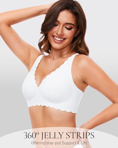 Image of Deep V Petal Bras for Women No Underwire Soft Wireless Bras Comfort Seamless Bralettes with Extender