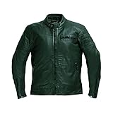 Difi Wilson British Racing Green Retro Motorrad Lederjacke, 56