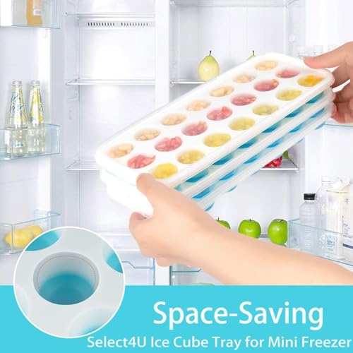 Image of 21-Cavity Pop-Up Ice Cube Trays with Lid Easy Release Flexible Silicone Bottom, Stackable & Food-Grade Molds for Freezer, Whiskey, Cocktails (Multicolor) (3)