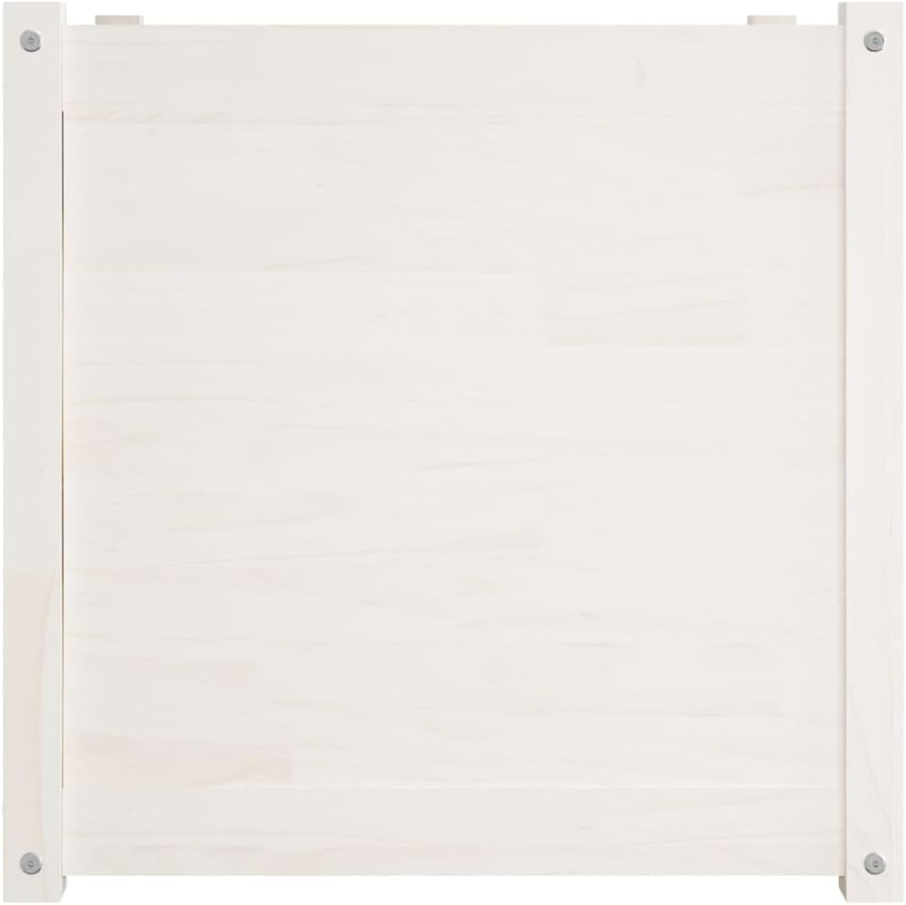 2pcs Wooden Garden Planter Box, Outdoor Raised Garden Bed, Garden, Yard Wood Box for Vegetables, Flowers, Herbs, and Succulents, White 23.6"x23.6"x23.6" Solid Wood Pine